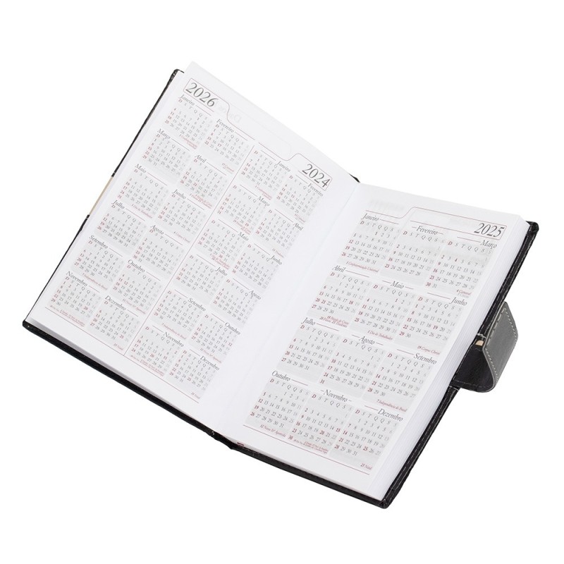 Agenda Diária 2025 com Fecho e Suporte pra Caneta Personalizada