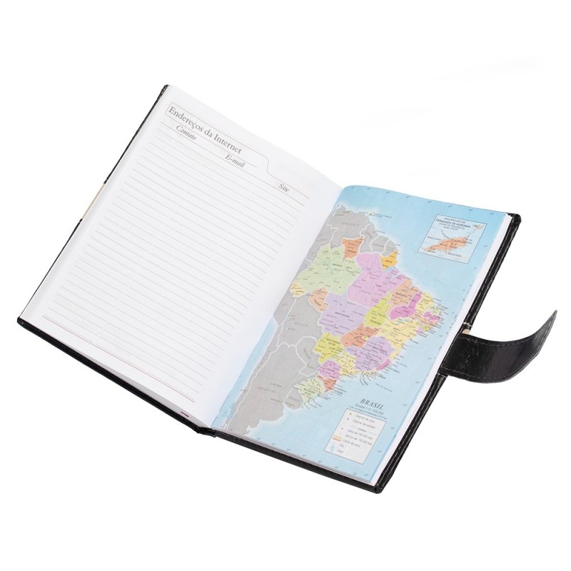 Agenda Diária 2025 com Fecho e Suporte pra Caneta Personalizada