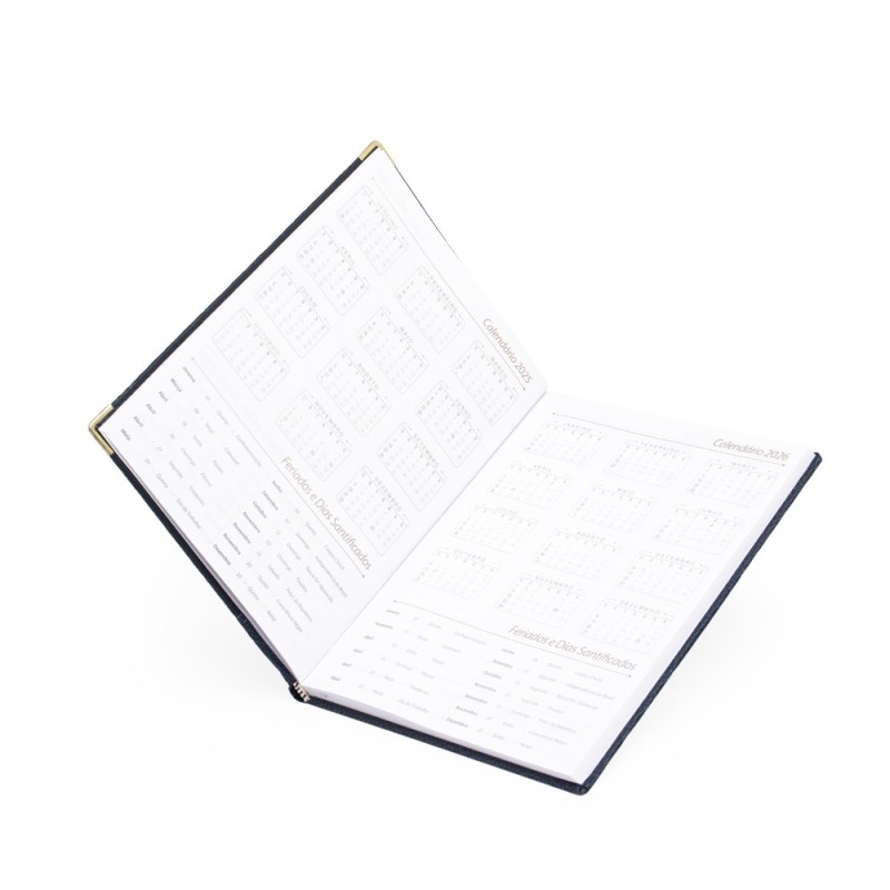 Agenda Diária 2025 em Couro Sintético Promocional