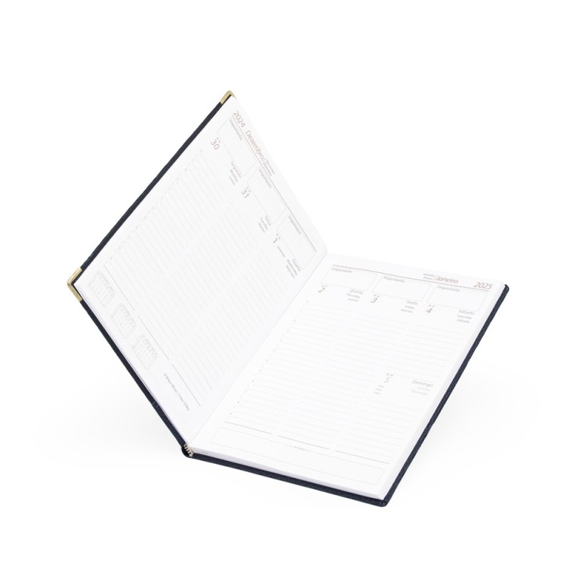 Agenda Diária 2025 em Couro Sintético Promocional