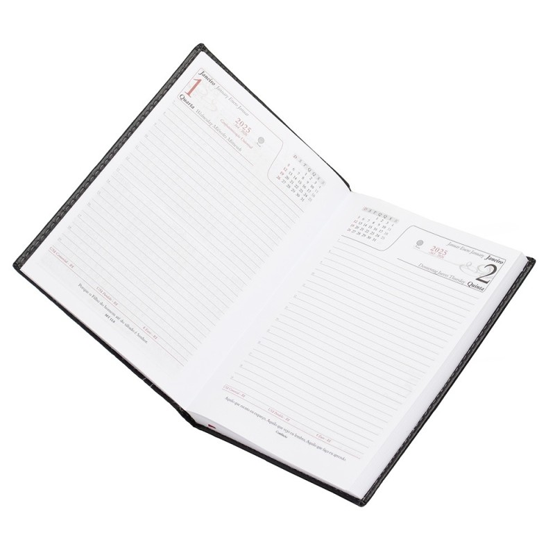 Agenda Diária Couro Sintético Personalizada 2025