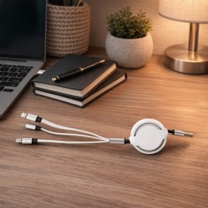 Cabo USB Retrátil 3 em 1 Promocional