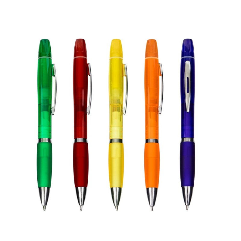 Caneta Plástica com Marca Texto Personalizada