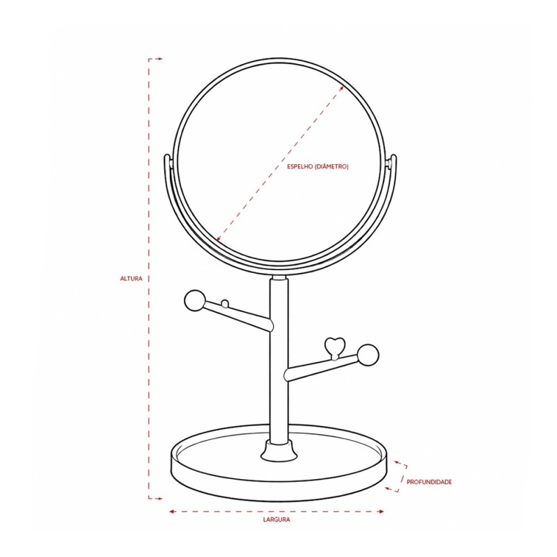 Espelho de Mesa Plástico Personalizado