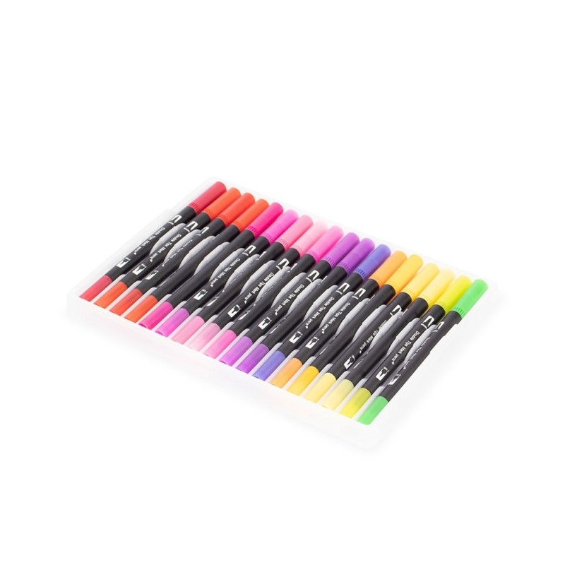 Kit Canetinhas Ponta Dupla Com 144 Cores Personalizada