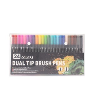 Kit Canetinhas Ponta Dupla Com 24 Cores Personalizado