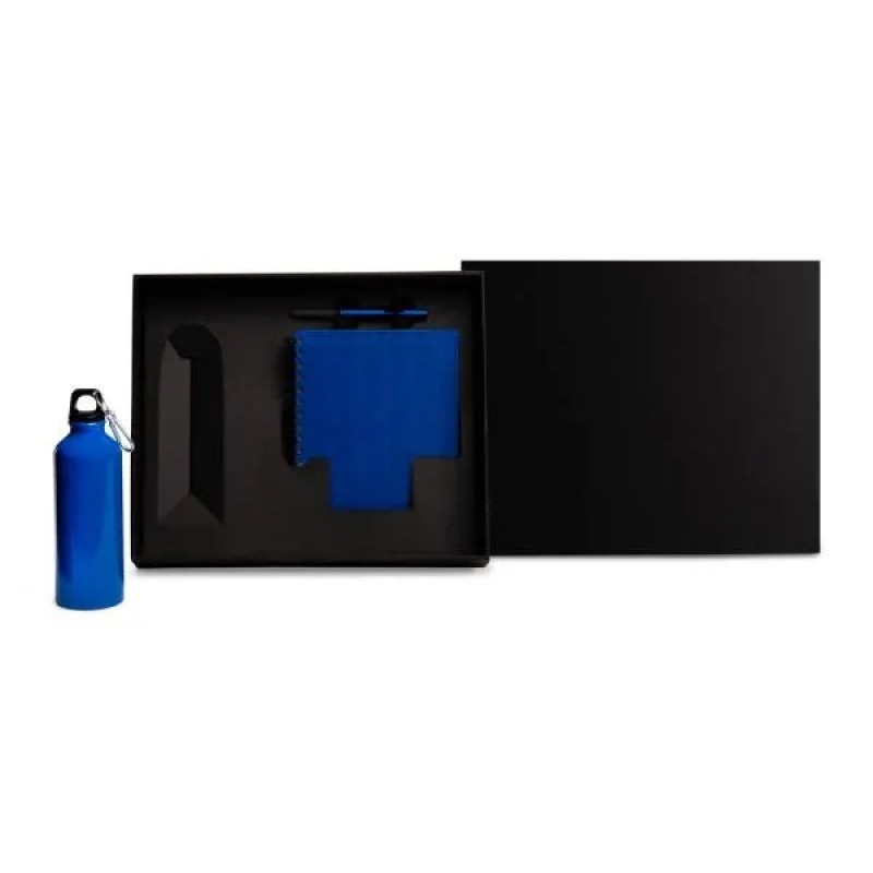 Kit Com Squeeze, Caneta E Caderno - Azul - 3 Pçs Personalizado