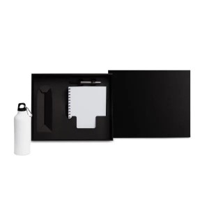Kit Com Squeeze, Caneta E Caderno - Branco - 3 Pçs Personalizado