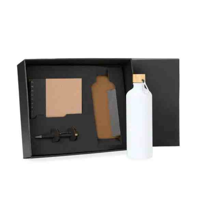 Kit Garrafa, Caderno E Caneta - 3 Pçs Personalizado com Logo