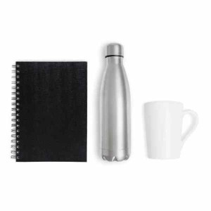 Kit Garrafa, Caneca E Caderno - 3 Pçs Personalizado 