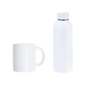 Kit Garrafa E Caneca - Branco - 2 Pçs Personalizado 