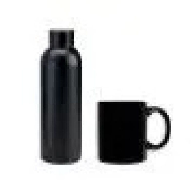 Kit Garrafa E Caneca - Preto - 2 Pçs Personalizado 