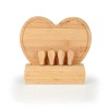 Kit para Queijo Com Tábua Formato Coração Bambu / Madeira / Inox Personalizado 