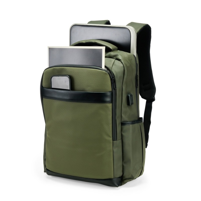 Mochila Couro Sintético USB 21 Litros Personalizada